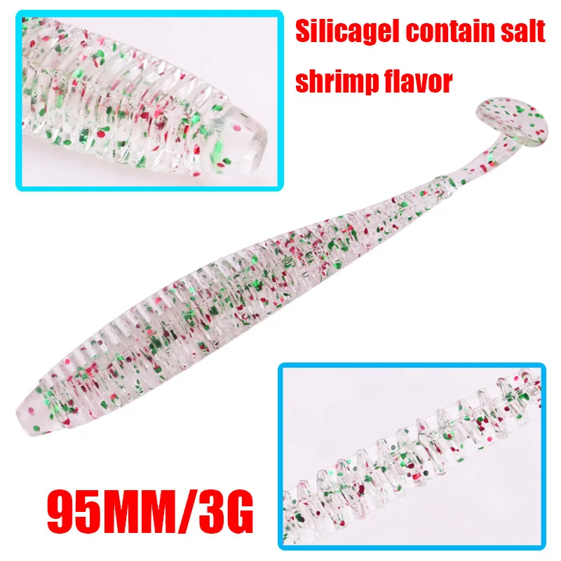 10pcs Pesca Shrimp Fishy Smell Silicone Soft Lure 9.5cm 3g Jig Hooks  Wobblers Bait Tackle for Bass Carp Artificial Swimbait ​