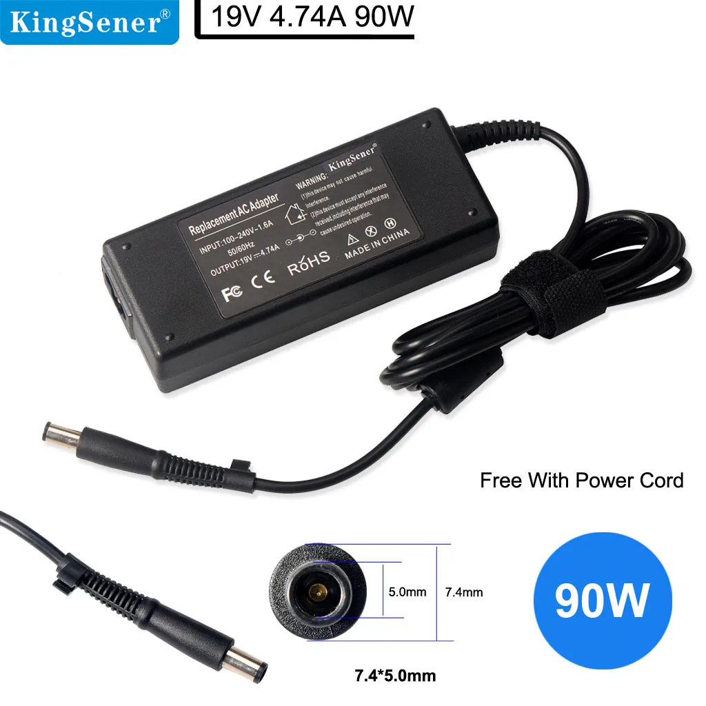 

Kingsener 19V 4.74A 7.4*5.0mm AC Adapter Laptop Charger Power Supply For HP Pavilion DV3 DV4 DV5 DV6 Series
