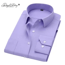 DAVYDAISY мужские рубашки с длинным рукавом модные классические однотонные полосатые Саржевые мужские формальные рабочие Рубашки мужские camisa masculina DS009