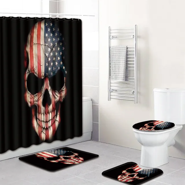 Sugar Skull Bath Mats Bathroom 4 Piece Shower Curtain Anti Slip Sugar Skull Bath Mats Bathroom 4 Piece