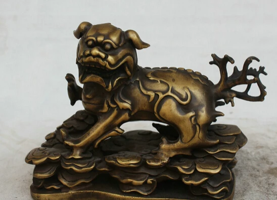 

JP S0524 10" Chinese Copper Feng Shui Folk animal Kylin Chi-lin Qilin Statue sculpture Discount 35%