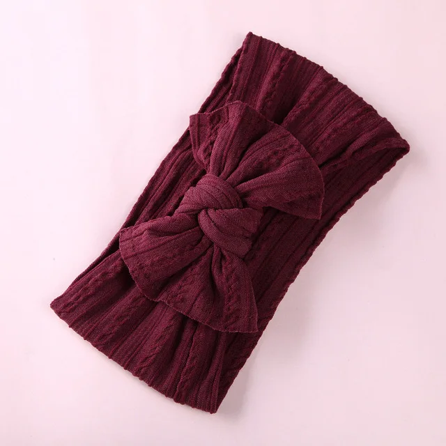 Jacquard Rib Wide Nylon Newborn Headband Knotted Bow Hair Band Braid Bows Baby Hair Accessories for Infants 27 Colors