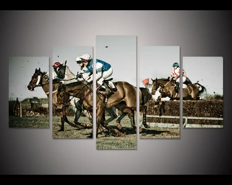 5pcs art Print horse racing painting modern home decor wall art picture