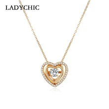 

LADYCHIC 0.3 Carat Clear Zircon Fashion Necklace for Women Gold Color Love Heart Pendant Chain Dainty Jewelry as Birthday Gift