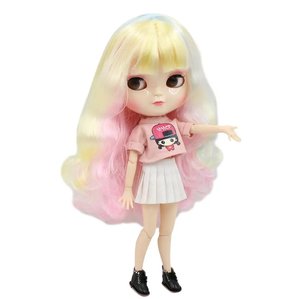 

ICY doll 1/6 yellow white blue pink hair with bangs white skin A-cup joint body azone body BL1017/136/288/6005 30cm