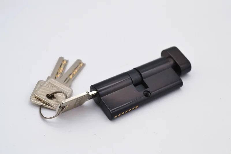 70 мм черный хромированный латунный дверной замок цилиндр с 3 латунными компьютерными ключами Противоугонный домашний цилиндр безопасности с ручками