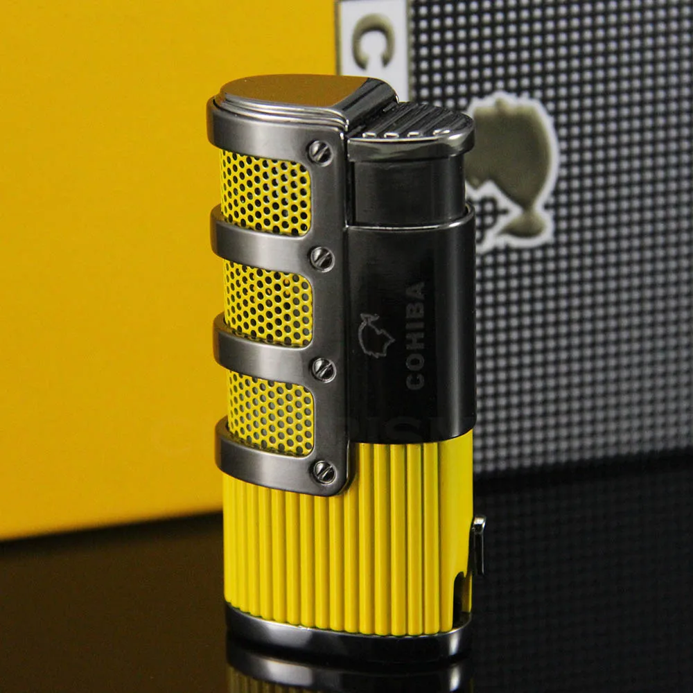 (Pack of 10) COHIBA Gridding Stripes Jet Flame Cigarette 3 Torch Cigar