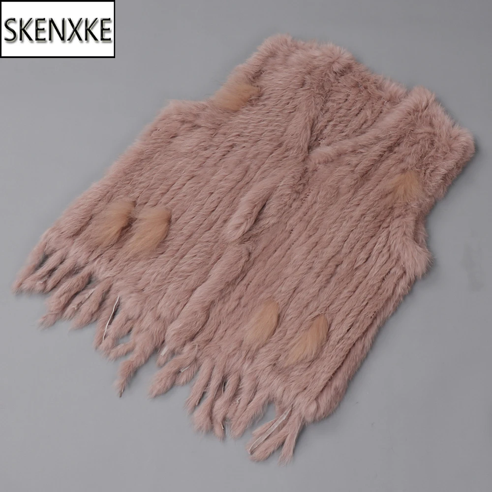

Women Autumn Winter 100% Genuine Real Rabbit Fur Vest Naturan Soft Warm Rabbit Fur Sleeveless Coat Lady Fashion Real Fur Gilet