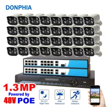 32PCS Camera 960P POE Surveillance System 32ch NVR+PoE Switch+1.3MP IP Camera POE Waterproof Night Vision Security System
