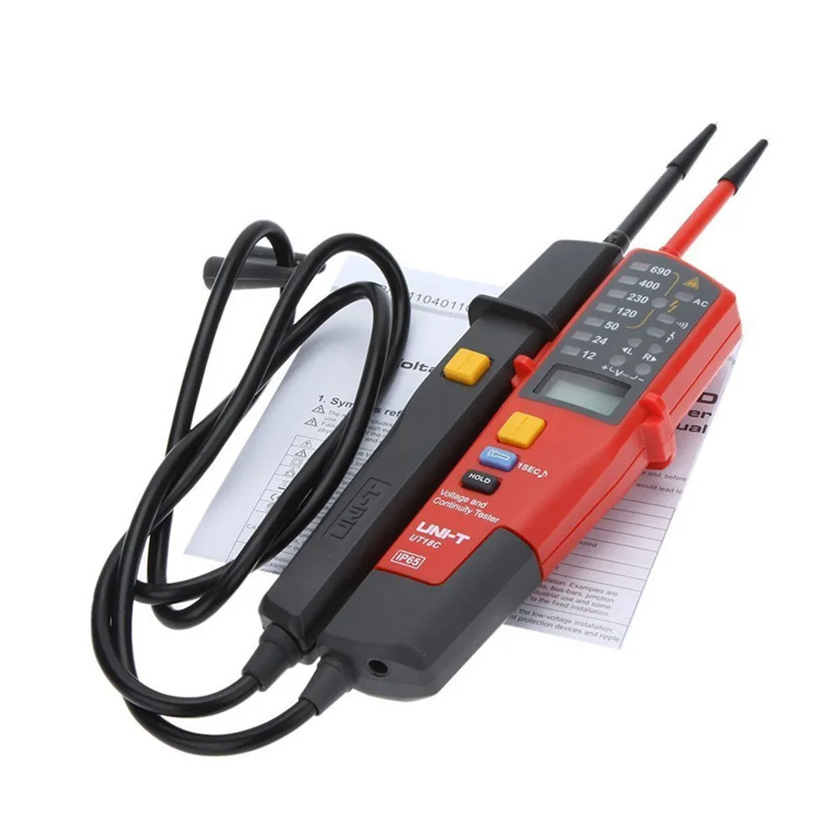 

UNI-T UT18C Auto Range Voltage Meter Continuity Tester LCD/LED Indication Date Hold RCD Test No Battery Detection Detector