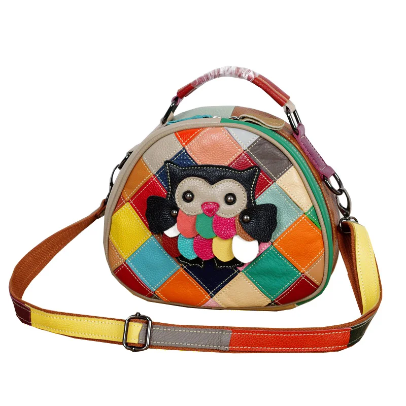 

The new fashionable and sweet fair lady color animal pattern stitching hand bill of bill shoulder slanting lady bag