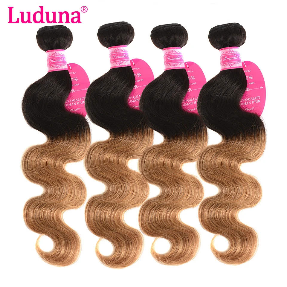 Ombre 3 Bundles Brazilian Body Wave Human Hair Weave Bundles Two Tone 1B 27 Black Blonde Non Remy Hair Extensions Luduna Hair Ombre 3 Bundles Brazilian Body Wave Human Hair Weave Bundles Two Tone 1B 27 Black Blonde Non Remy Hair Extensions Luduna Hair