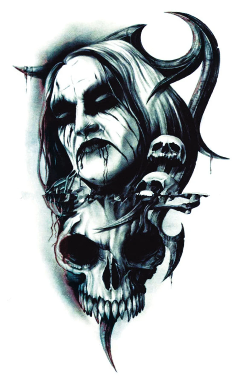 Fashion Large Demon Lord Skull Devil Wind Ghost Waterproof Tattoo Stickers| tattoo sticker|sticker 3dstickers bubble - AliExpress