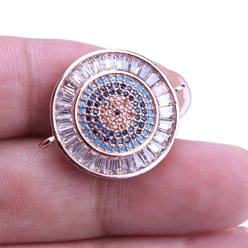 1pc 21*26mm NEW Micro Pave CZ zircon Evil eye charms connectors for women diy bracelet necklace pendant jewelry accessories | Украшения и