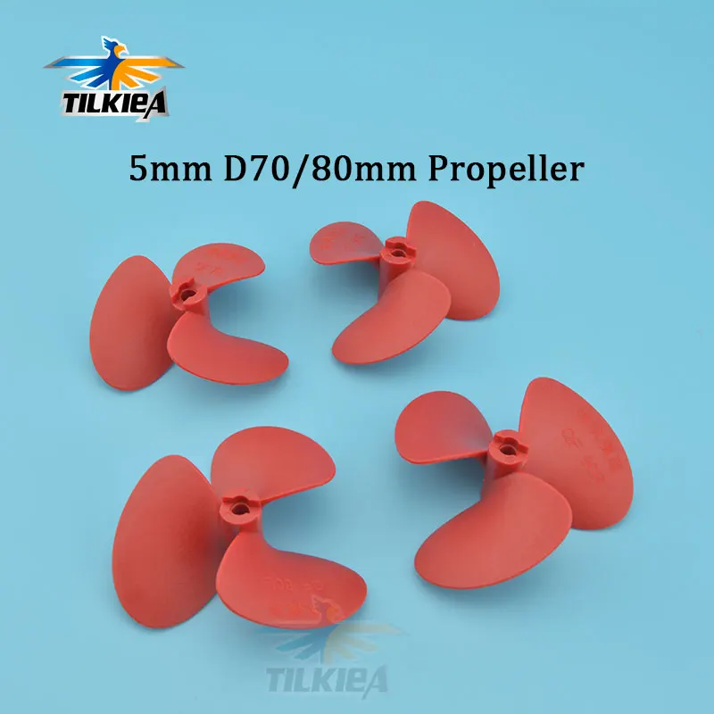

5mm High Strength RC Boat Propeller 3 Blades Positive / Negative D70mm / 80mm Screw Boat Propeller For Bait Boat 5mm Shaft
