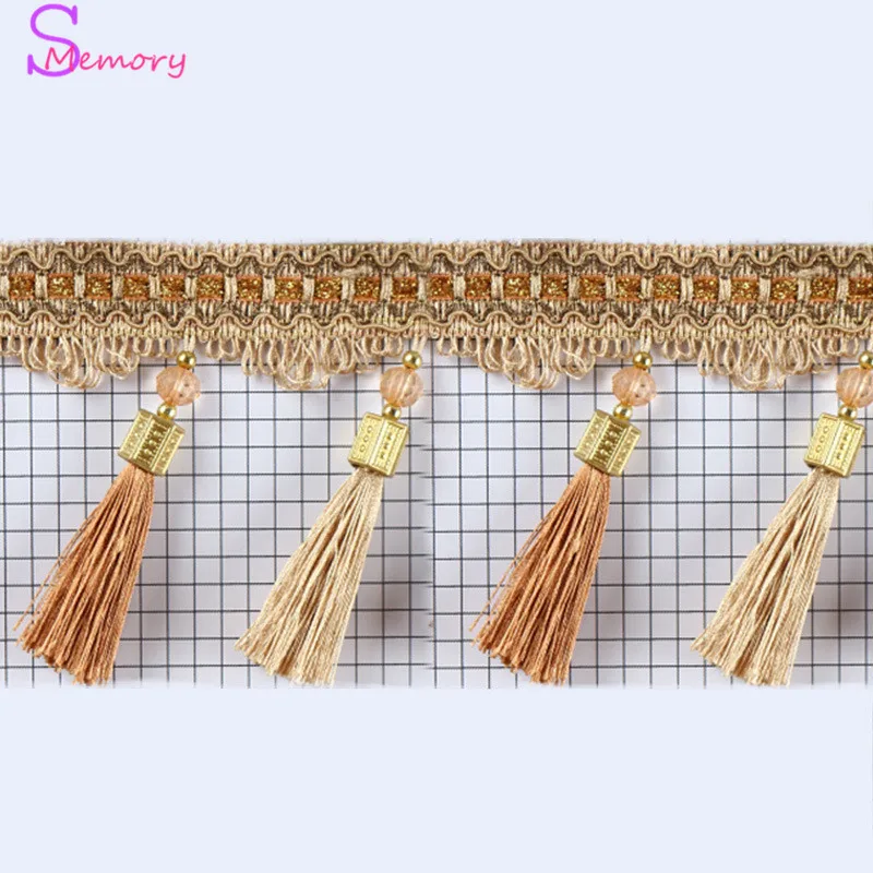 12M Colorful crystal beads Europe Tassel Lace Panicl curtain trimmings
