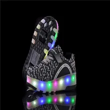 Детская обувь светодиодный двойной двухколесный каток для мальчиков и девочек повседневная обувь детская обувь для мальчиков tenis infantil ruedas