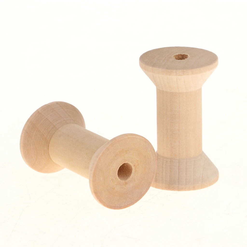 MagiDeal Spool Wooden Empty Vintage DIY Roller Coils for Sewing Crafts Wire