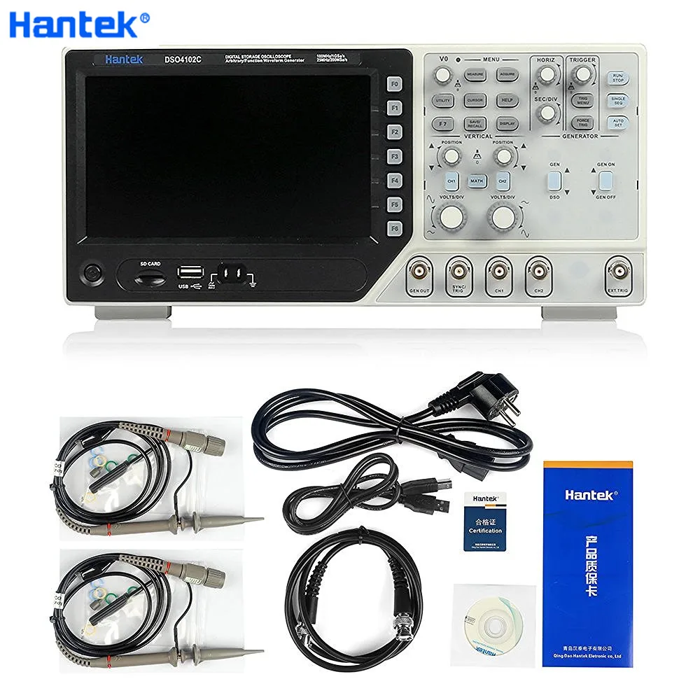 Hantek DSO4102C цифровой мультиметр осциллограф USB 100 МГц 2 канала ЖК дисплей генератор
