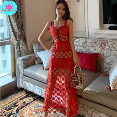 

2019 new summer Korean version of water-soluble silk screen yarn stitching slim slimming tube top dress