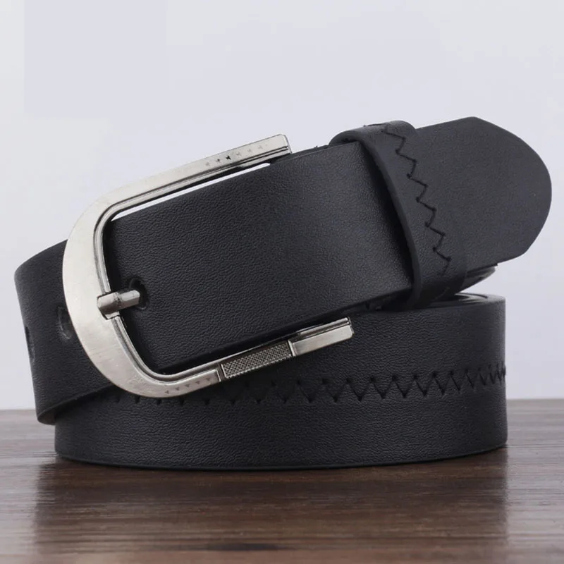 

KAWEIDA 2018 New Fashion PU Sewing Leather Belt Casual Pin Buckle Belts for Jeans Youth Brown Black Decoration Waist Belt Kemer