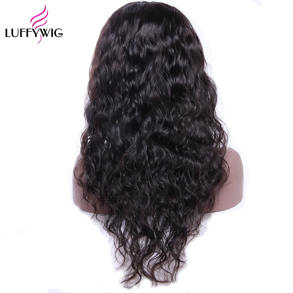 LUFFYHAIR, плотность 250, 13x6, человеческие волосы на кружеве, парики, волна воды, кружевной парик, предварительно выщипывание, бразильские волосы remy с детскими волосами для женщин