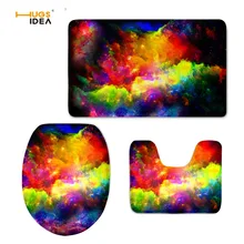 HUGSIDEA 3 шт. набор для ванной унитаза крышка 3D Вселенная Космическая Звезда Печать Туалет крышка для унитаза подушка для унитаза нескользящий ковер