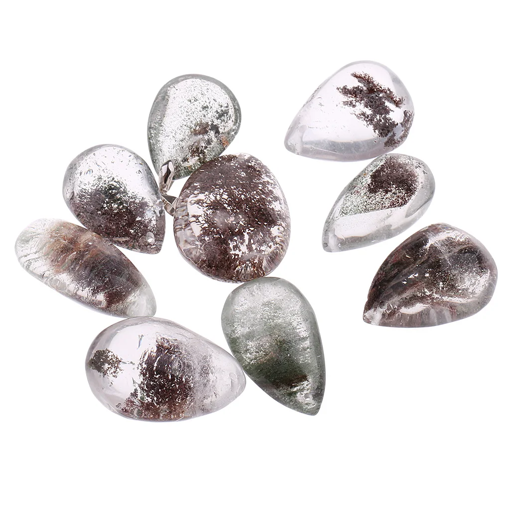 Necklace Pendant Beads Women Fashion Jewelry Natural Green Phantom Ghost Stone Crystal Quartz Pendant DIY Necklace Making
