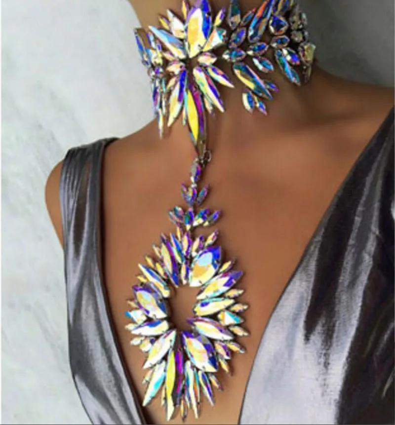 

Dvacaman 2016 New Arrival Fashion Starburst Necklace & Pendant Za Crystal Flower Statement Necklace Choker Collar Jewelry 7041