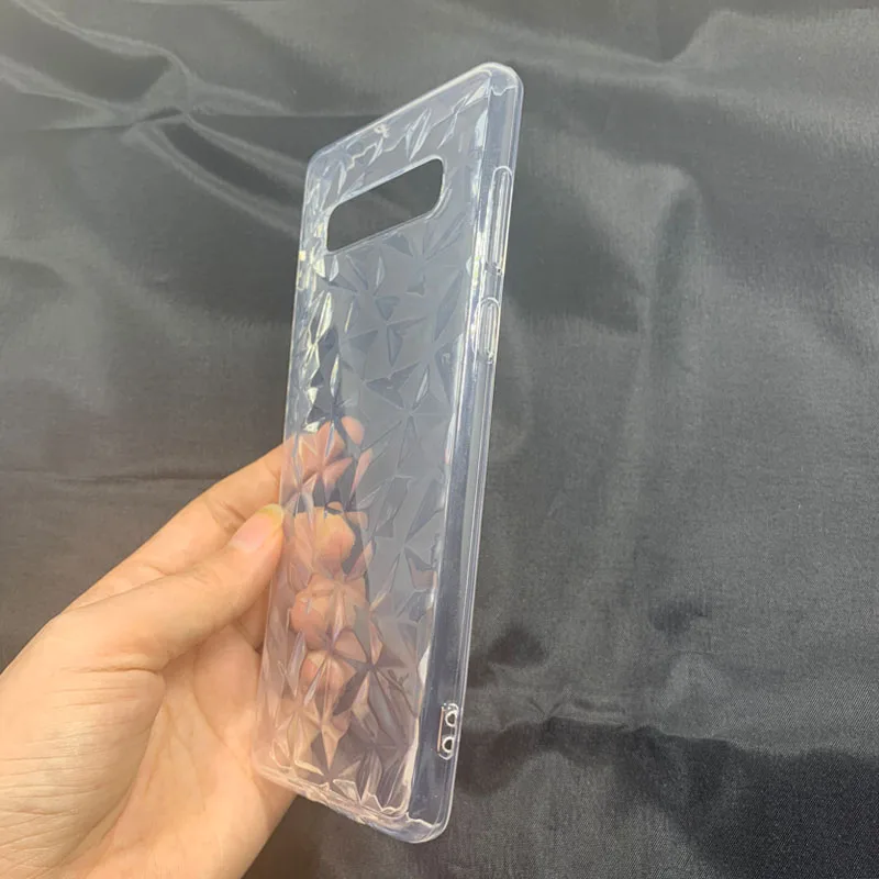 3D Diamond Pattern Slim Clear Soft TPU Case Cover on sfor Samsung S10 S10e S9 S8 Plus A5 A3 2017 A9 A7 2018 A750 A6 A8 Note 8 9  (5)