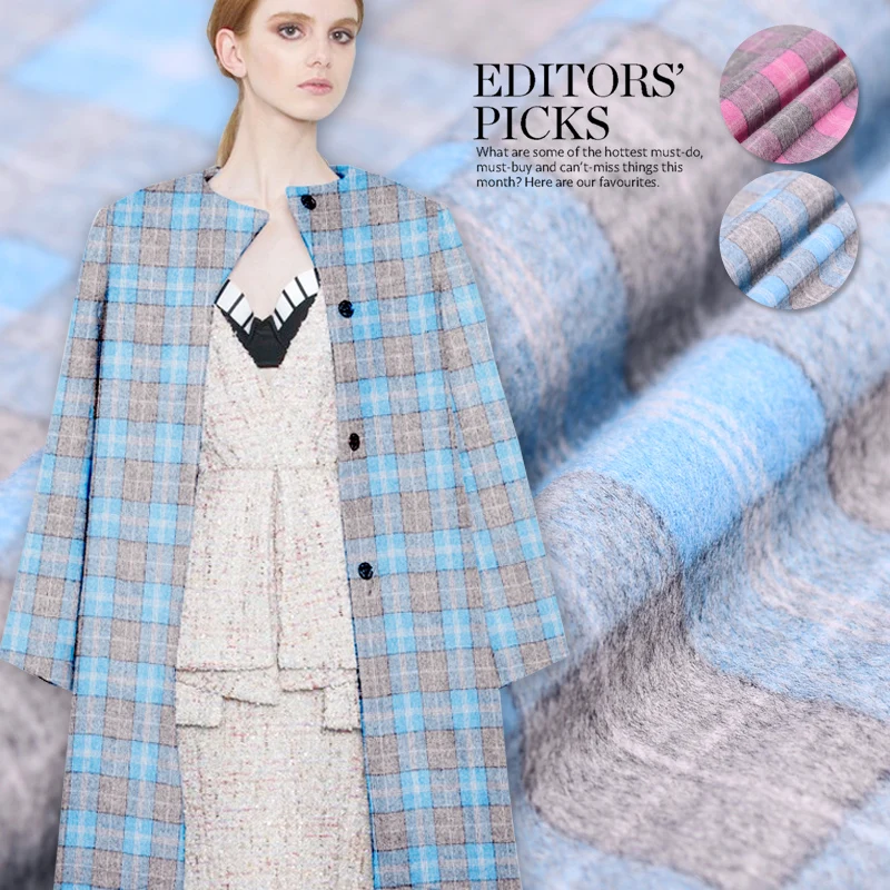 Ограниченная горячая Распродажа, импортная тонкая байковая шерстяная клетчатая модная ткань для пальто, Осень-зима, tissu au meter, яркая ткань, сделай сам