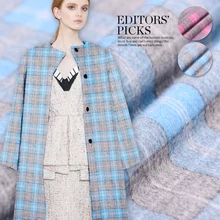 Ограниченная горячая Распродажа, импортная тонкая байковая шерстяная клетчатая модная ткань для пальто, Осень-зима, tissu au meter, яркая ткань, сделай сам