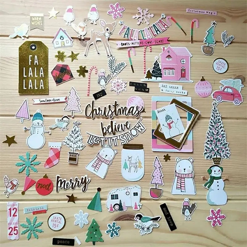 KLJUYP 65 шт. Веселые Chritsmas красочные карточные вырубки для скрапбукинга Happy planner/изготовление открыток/Журнал проект DIY