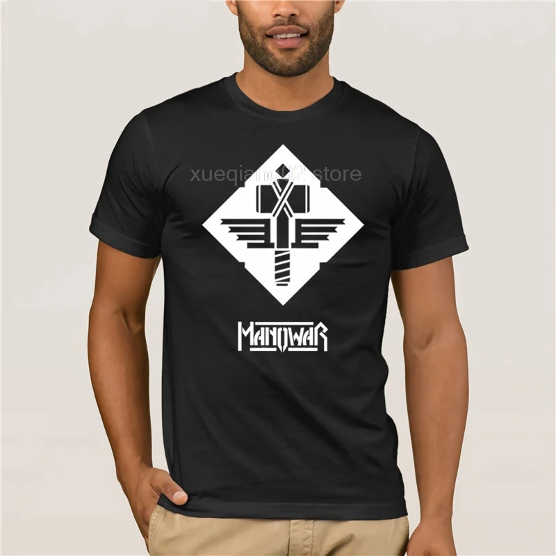 

Manowar Logo Men Unisex Tees T-Shirts short sleeve Novelty Music bands singer Rock band the Hammer gods of war men t shirt
