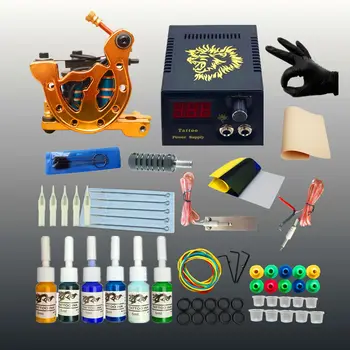 

Tattoo Kit Colors Ink Machines Black Power Supply Needles Permanent Makeup Machine Set