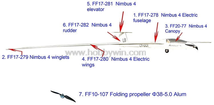 Nimbus 4000mm Electric Glider with brake Retract Motor Propeller Spinner Esc Servo RC Model Fiberglass Sailplane