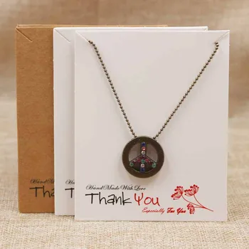 

Feiluan new arrival 10*8cm Diy Thank you jewelry necklace package card black background Fashion jewerly necklace card tag 100pc