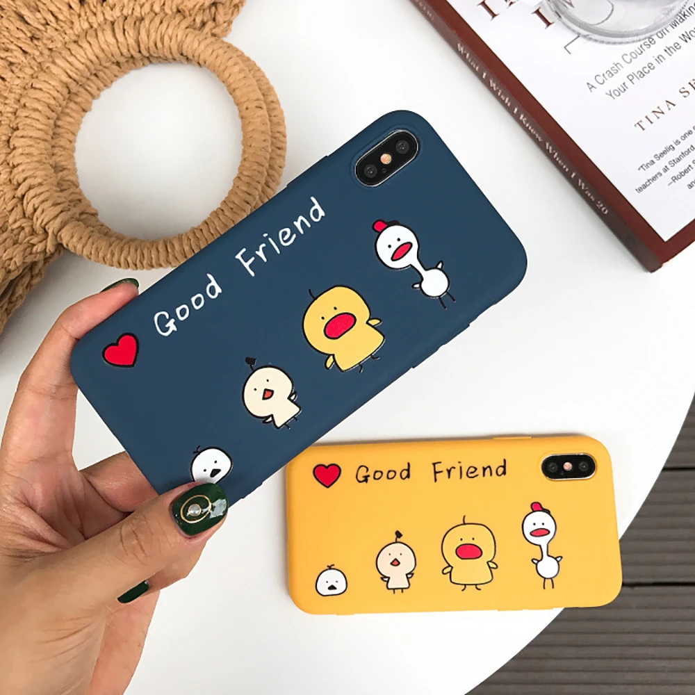 

Heyytle Cute Yellow Duck Pattern Phone Case For Apple iPhoneX 8 7 6S 6 Plus Cases Cute Lovers Ultra-thin Soft TPU Back Cover
