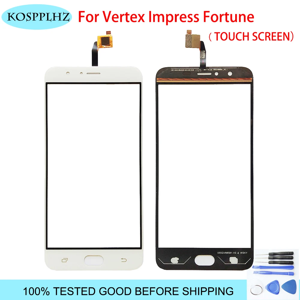 

white color front outer glass Touch Screen For Vertex impress fortune Touch Screen Display Assembly with tools