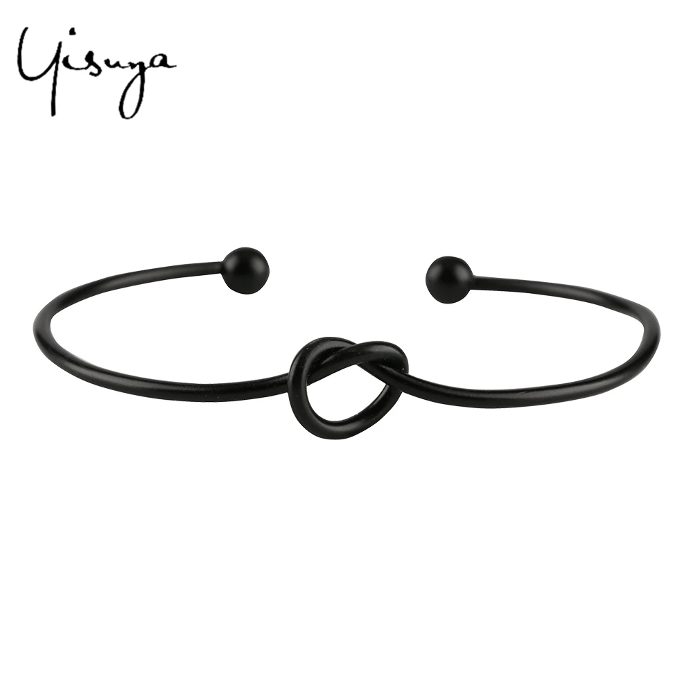 HQ Black Rope Chain Knot Alloy Ladies Bangle Lock Lucky Women Bracelet