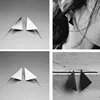 Boucles d'oreilles à clous géométriques en forme de triangle, Simple ornement d'usine, vente en gros, haut de gamme, en fonte de cuivre ► Photo 2/6