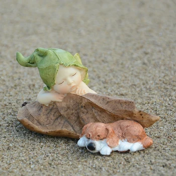 

I like sleeping cute elf Mini Doll bedroom decor Home Furnishing resin decoration garden lovers Fairy figurines