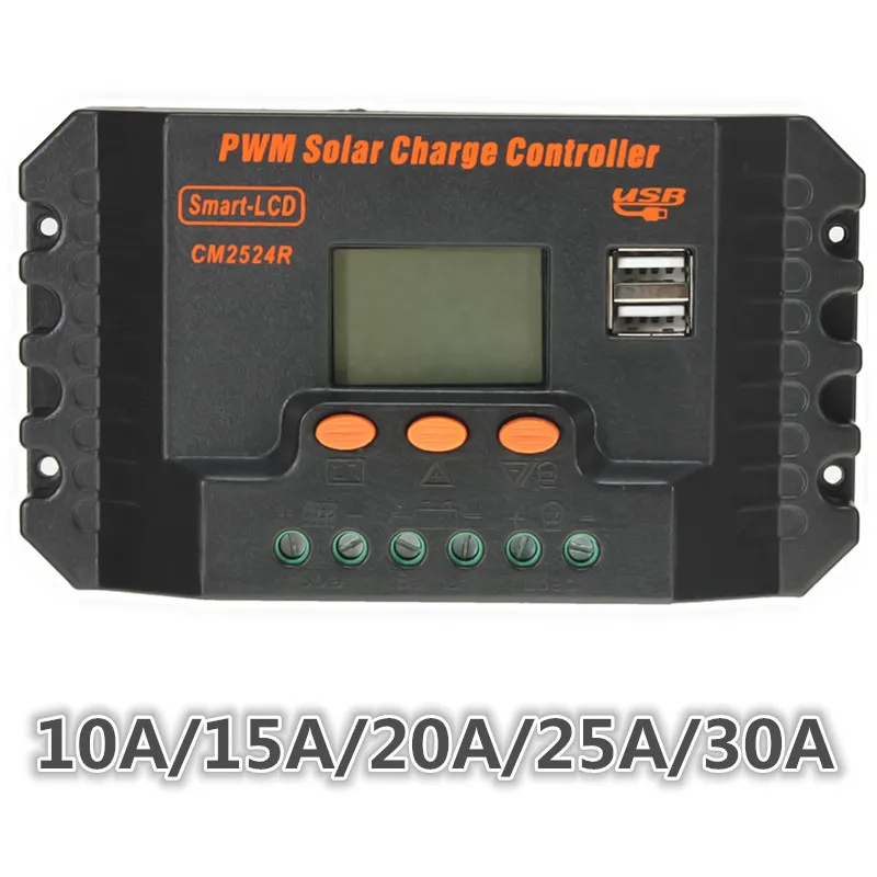 

10A 15A 20A 25A 30A 12V 24V Atuo PWM Solar Panel Battery Charge Controller Regulator LCD Solar Collector Regulator USB