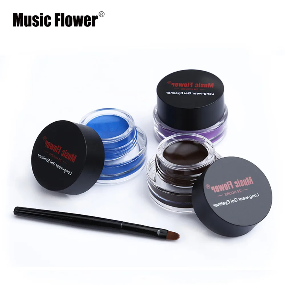 Music Flower Brand 5 Colors Black Eyeliner Gel Wateproof Eyes Makeup