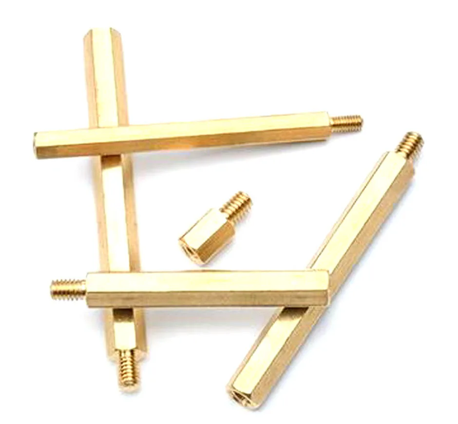 50X M2.5/3/4*L+6mm Hex Spacing Brass Threaded Pillar PCB Standoff