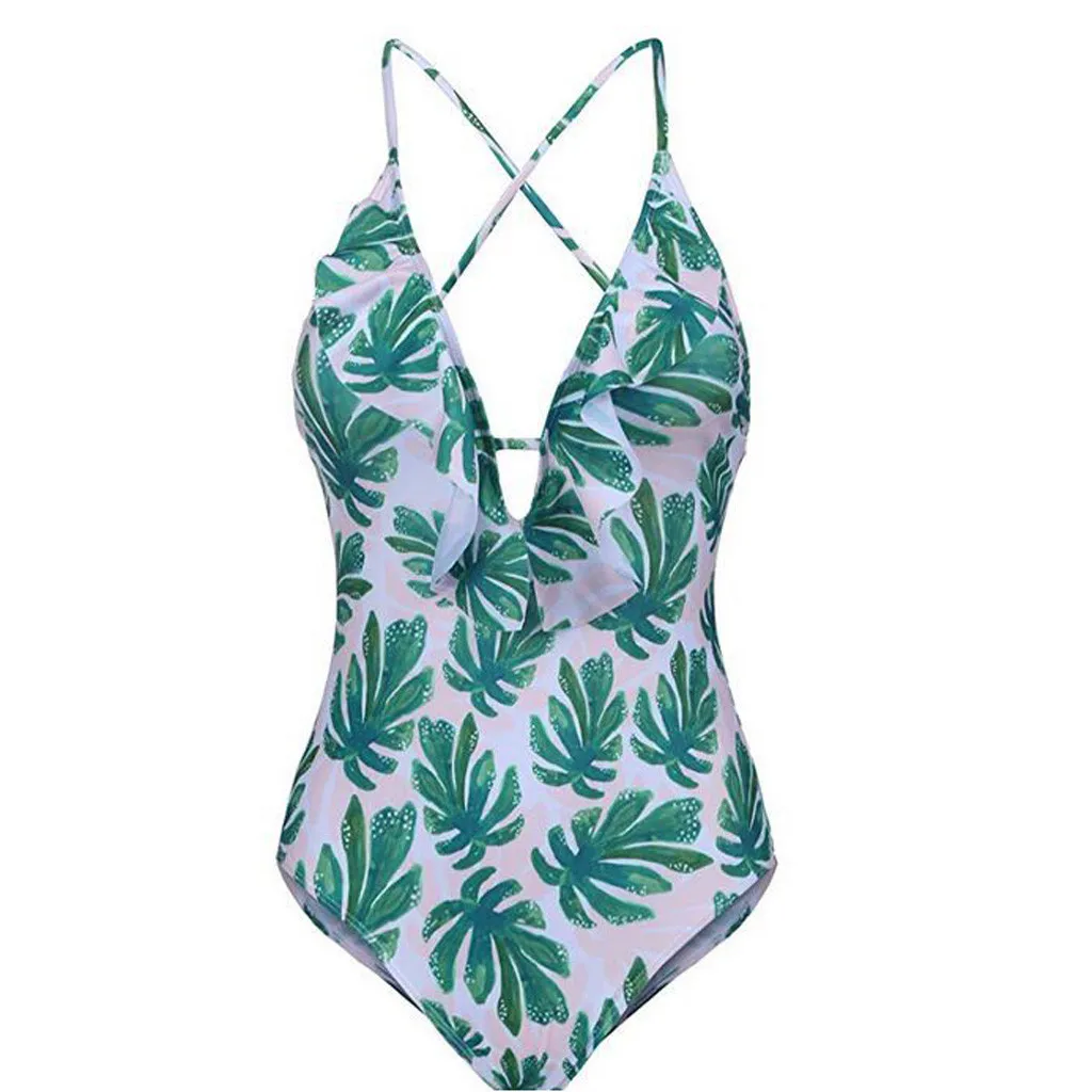 

Bikinis 2019 Mujer Swimsuit One Piece Mesh Women One Piece Push Up Printed Bikini Beach Bathing Monokini Swimsuit Swimwear
