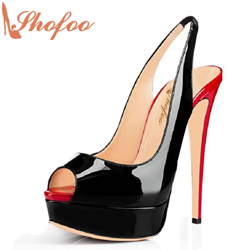 

Shofoo Women Sexy Genuine Leather Peep Toe Sandals Platform Super High Heels Sandals Shoes Woman Party&Dress,Large size4-16