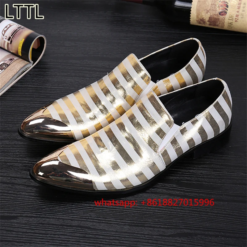 British Fashion Striped Men Casual Leather Shoes Men Loafers Slip On Mens Driving Flat Shoes Zapatos Hombre Smoking Slippers