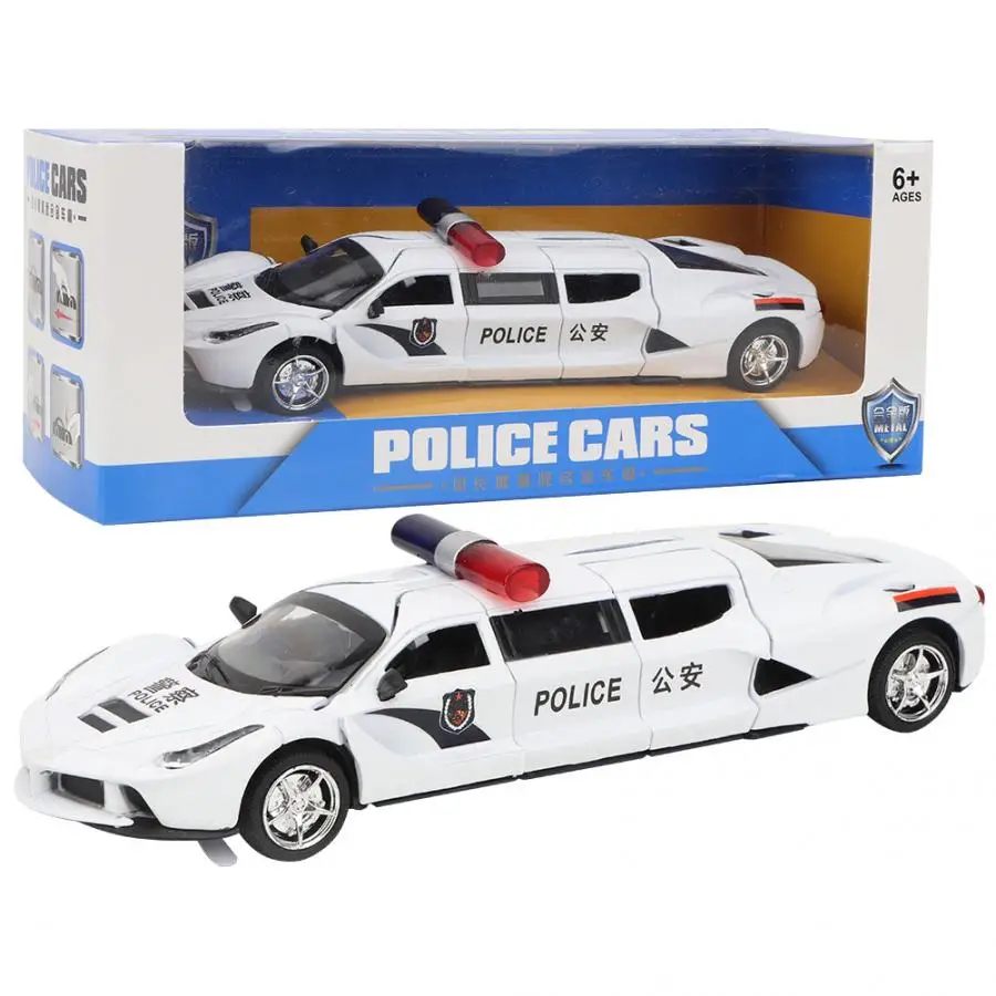 

Extended Version Police Diecast Cars Toy Alloy Metal Vehicle with Pull Back Flashing Model Toy With 4 Doors For Kids Children