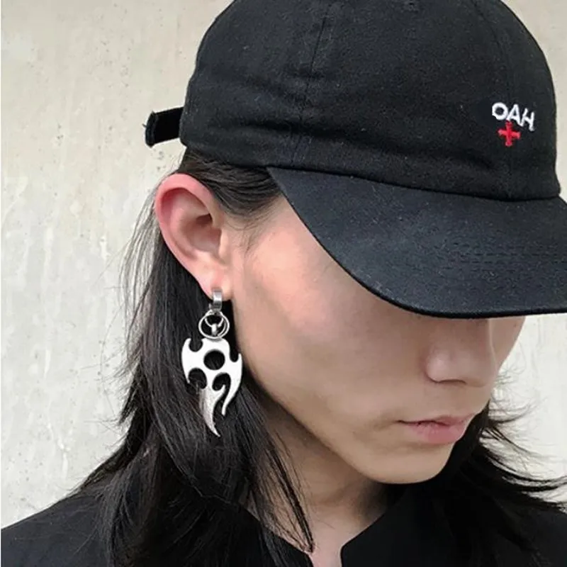 

Punk Ins Flame Earrings Fashion Hip Hop Alloy Irregular Unisex Metal Earring Accessary